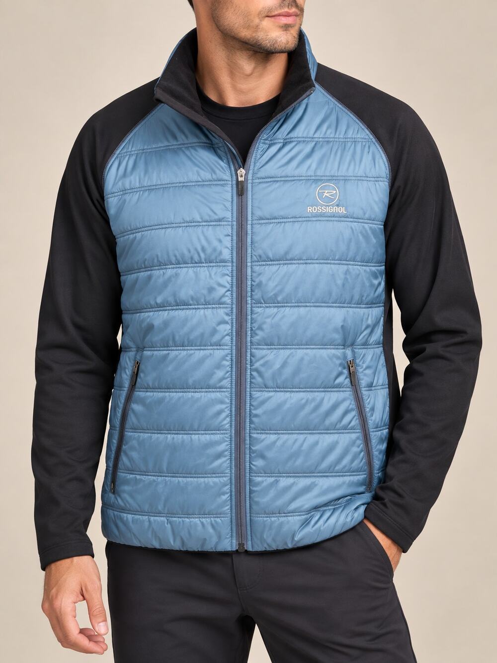 Rossignol Lightweight Puffer Jacket Mens Large Blue Quilt Gorpcore Outdoor Camp